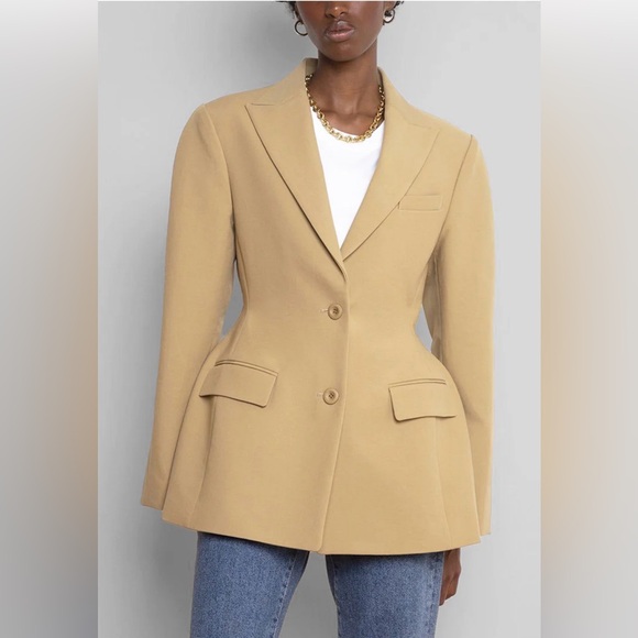 🍒 THE FRANKIE SHOP - Colette Camel Hourglass Blazer XS/S - Picture 5 of 6